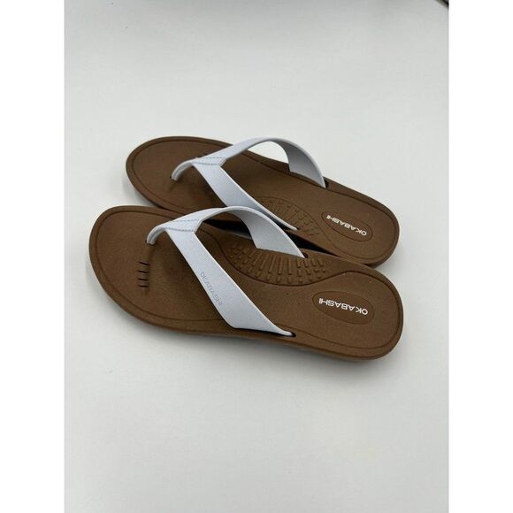 Brand‎ New Okabashi Breeze White & Tan Flip Flop For Women Size Small 5-6 - Picture 7 of 9